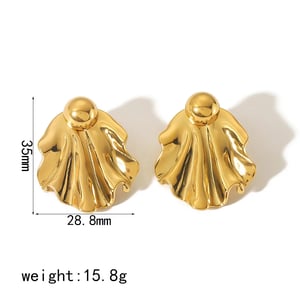 1 pair of personalized fashion  gold-plated stainless steel irregular fan-shaped earrings for women's jewelry for daily wear h5 Picture2